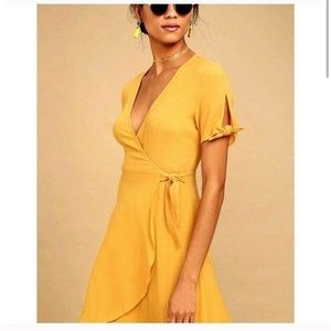 Lulus Golden yellow wrap dress